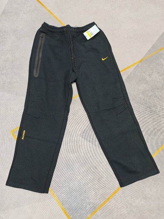 Nike Other - NOCTA Style Black Wide‑Leg Sweatpants Yellow Logo Zip Pocket Casual Track Pants